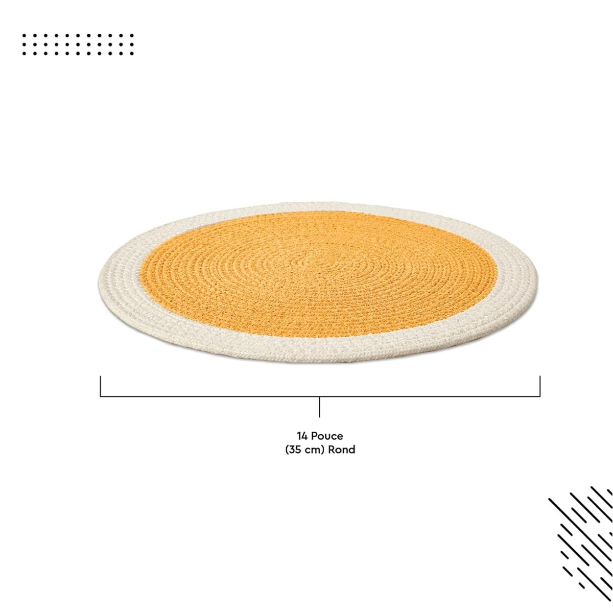 Eettafelmatten – geribbeld katoen, hittebestendig – 32 cm rond, set van 4