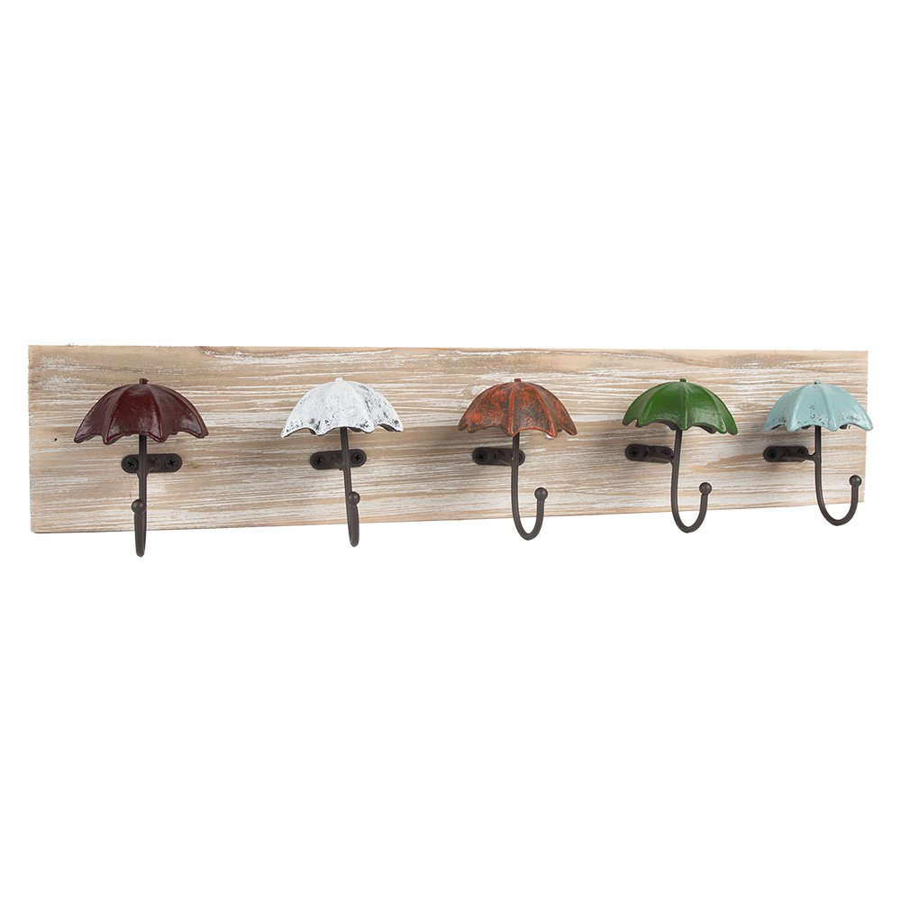 Wandkapstok 5 Haken 60x10x12 cm Bruin Hout