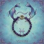 Dames armband Amethist 6 mm met sterrenbeeld Vissen