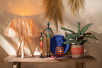 J-Line windlicht Mozaiek Druppel - glas - oranje/blauw - medium
