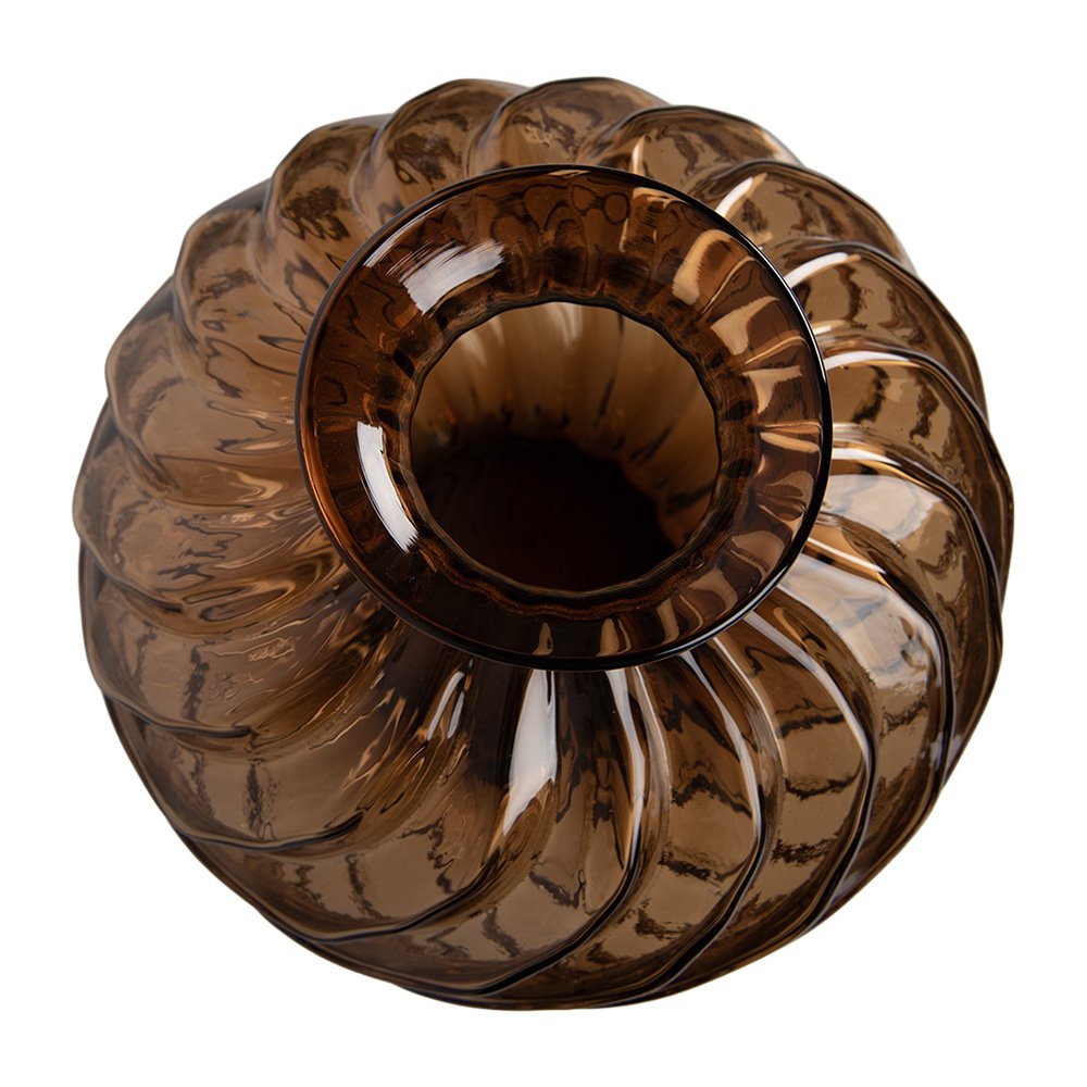 Vaas Ø 24x25 cm Bruin Glas
