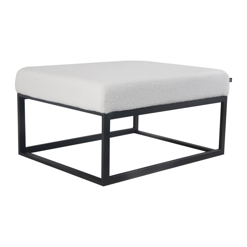 Pouf Hocker voetenbank bijzettafel Teddy stof wit 75 cm otto