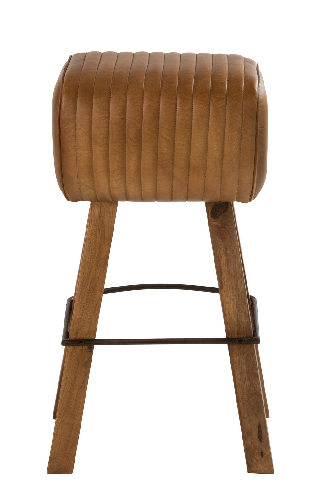 J-Line Kruk Gym Leder/Mango Hout Camel/Naturel