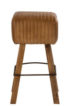 J-Line Kruk Gym Leder/Mango Hout Camel/Naturel