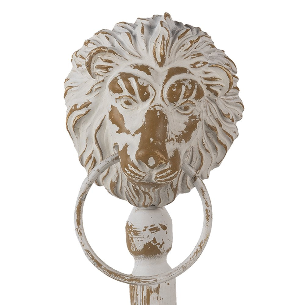 Decoratie Beeld Set van 2 Leeuw Wit Zwart Hout