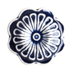 Deurknop Ø 4 cm blauz met Keramiek Bloem Meubelknop