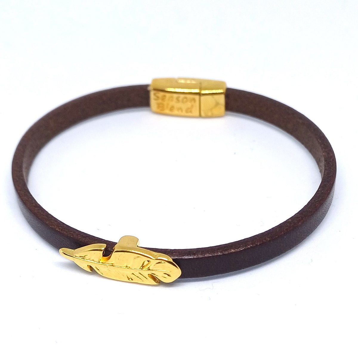Semplice Plume 24K vergulde leren armband