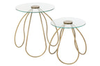 J-Line tafel Rond - metaal/glas - goud - 2 stuks