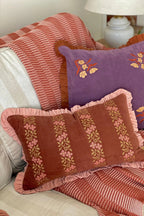 Kussenhoes | Heather Rhubarb Cross Stitch langwerpige kussenhoes van Sanctuary Living