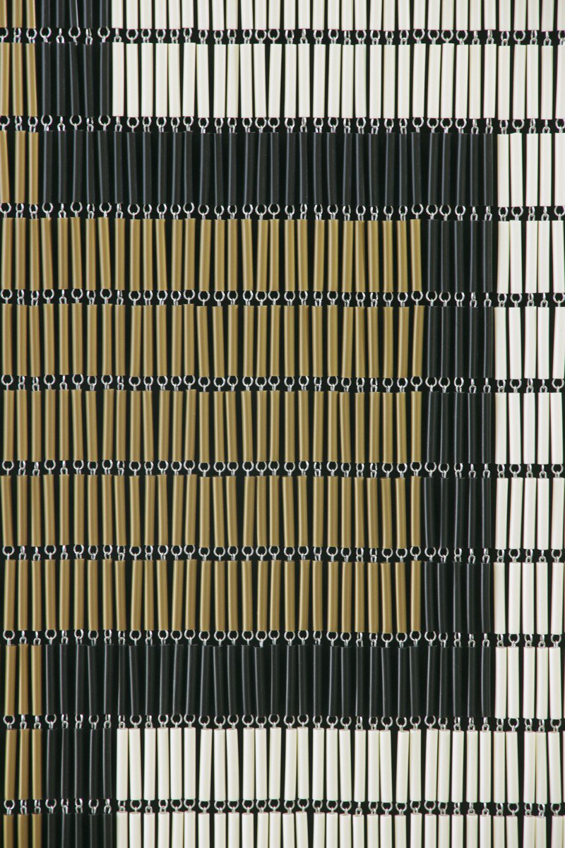 Vliegengordijn rits creme- goud - zwart 90x210 cm