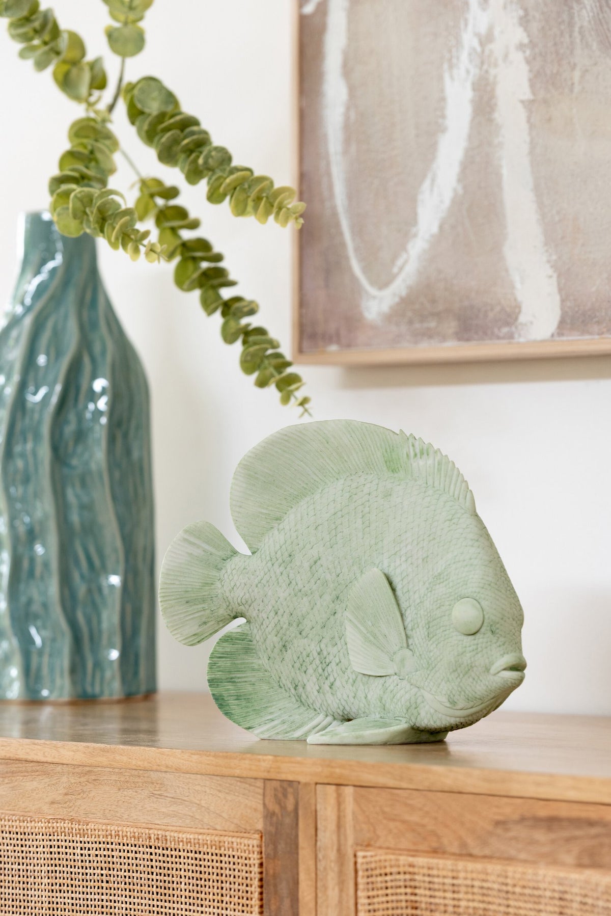 J-Line decoratie Vis - polyresin - muntgroen - L