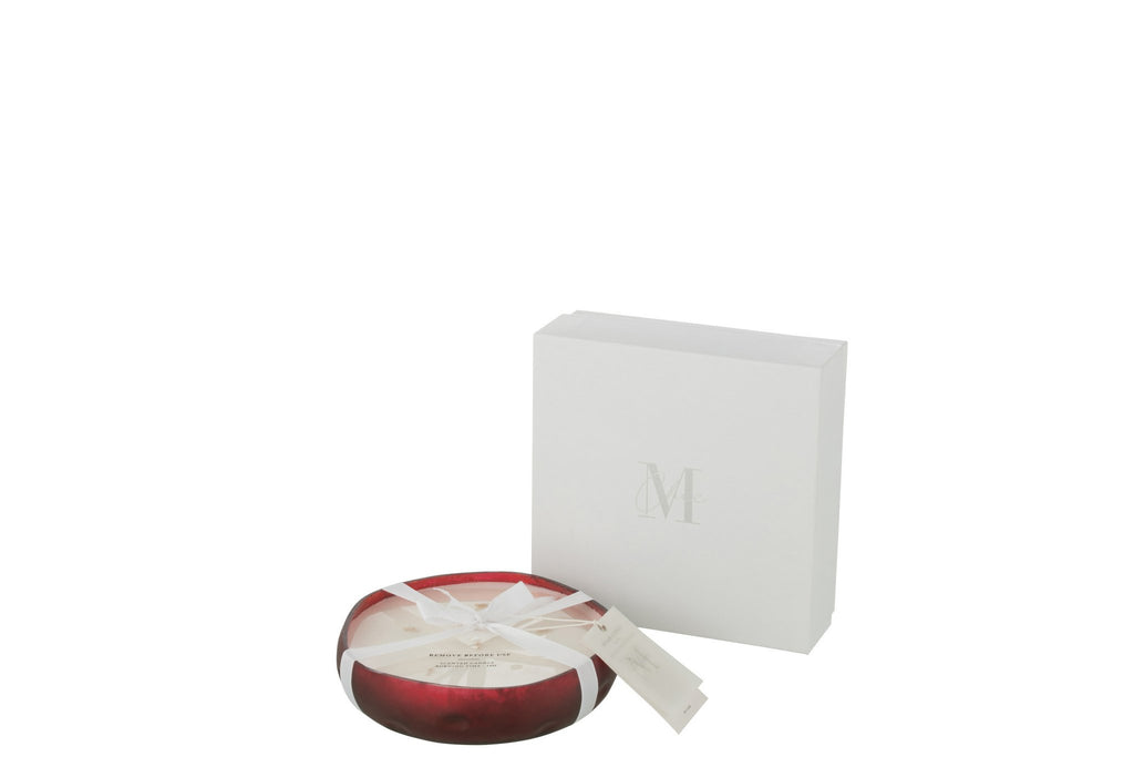 J-Line geurkaars M-Chic - Oud & Amber - glas - rood - medium - 19U