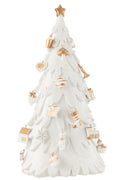 J-Line decoratie Kerstboom ornamenten - polyresin - wit/goud - large