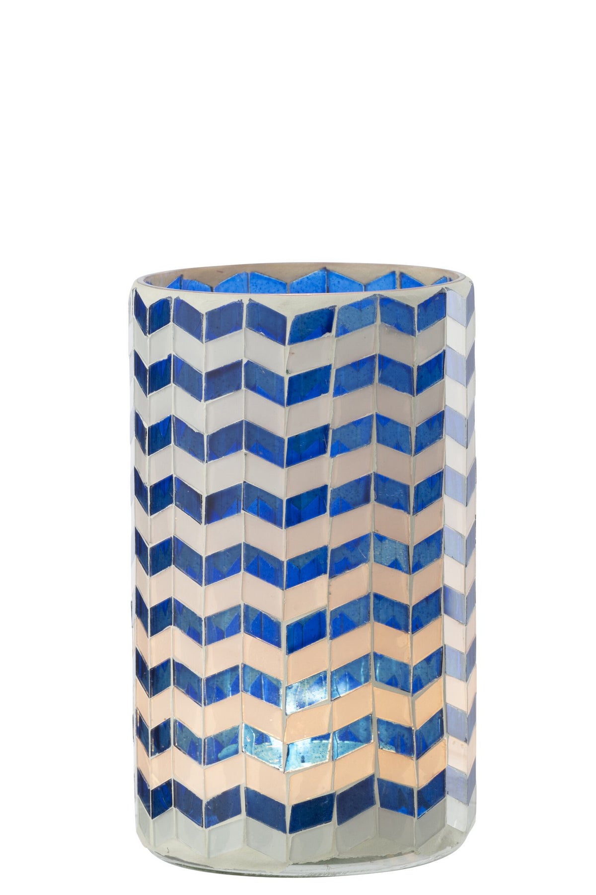 J-Line kaarshouder - glas - blauw/wit - L