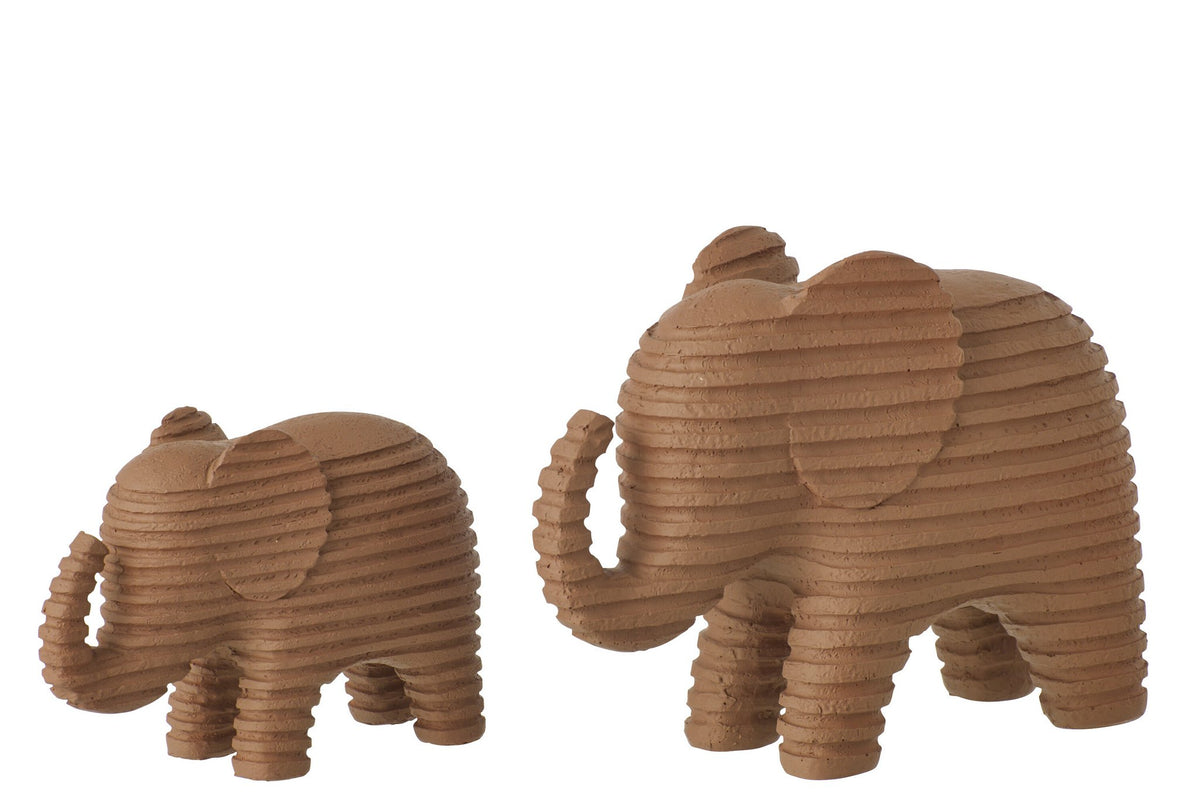 J-Line decoratie Olifant Gestreept - polyresin - bruin - L