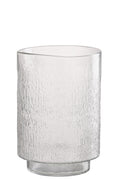 J-Line vaas Cilinder Reliëf - glas - transparant - M