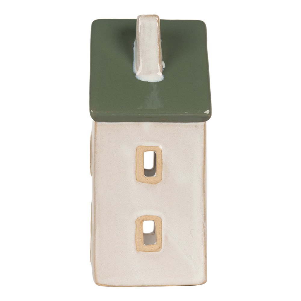 Waxinelichthouder Huis 9x8x18 cm Beige Keramiek