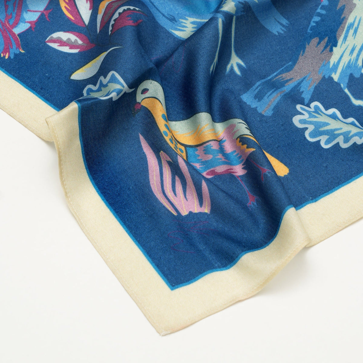 Sjaal | Moerbeizijde Vogellied | Blauw