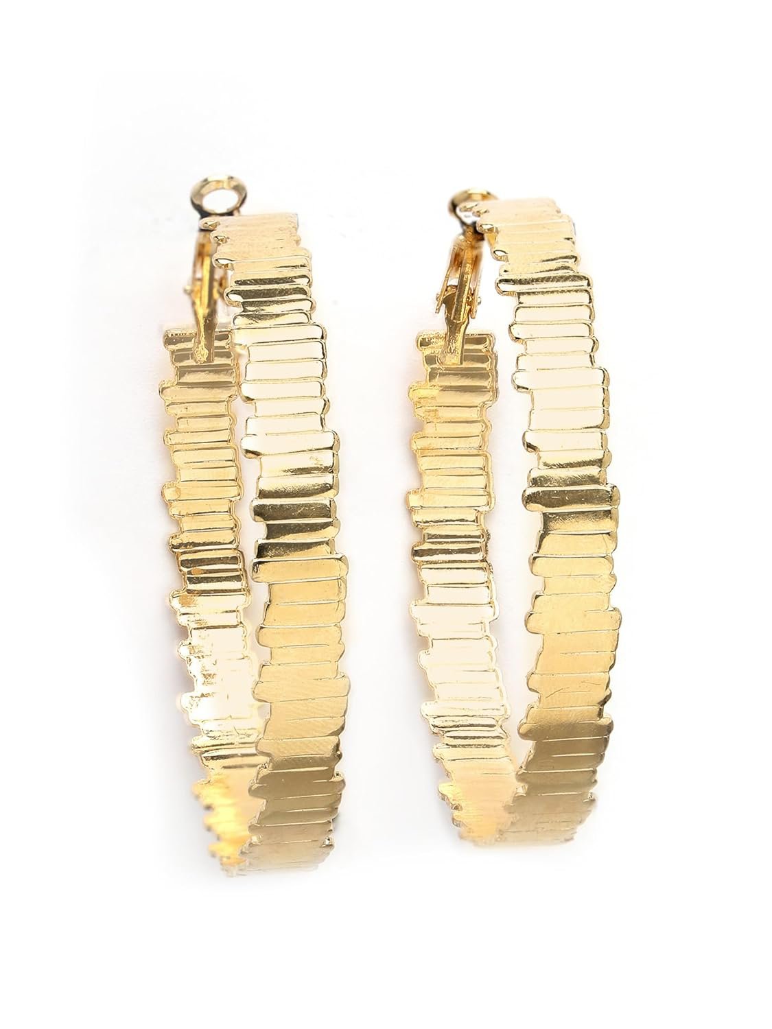 Getextureerde hedendaagse oorringen – damesmode sieraden voorraad – verguld – paar