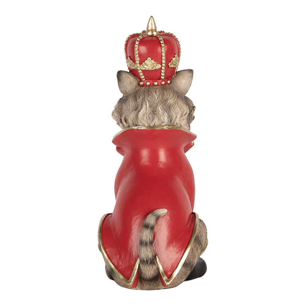 Kerstdecoratie Beeld Kat 8x11x21 cm Grijs Kunststof