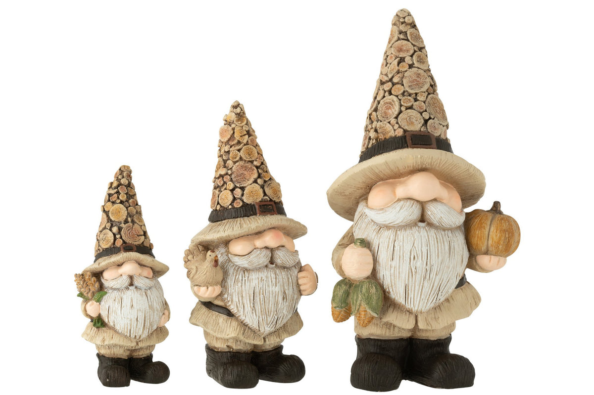 J-Line figuur Kabouter - hout - polyresin - naturel - L