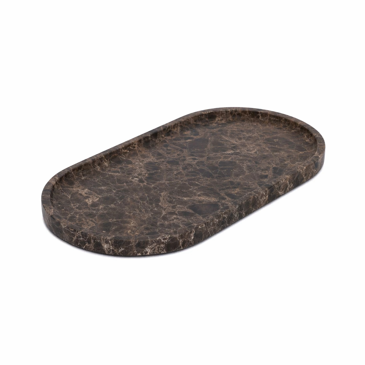 Marmer tray ovaal 30x15cm bruin