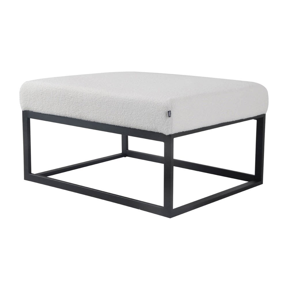 Pouf Hocker voetenbank bijzettafel Teddy stof wit 75 cm otto