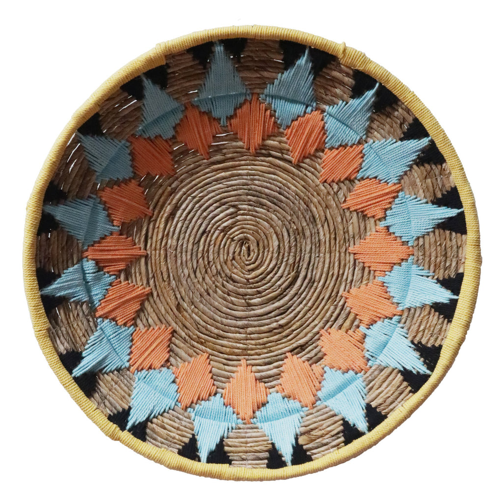 Lente Ronde Wanddecoratie Boheems Blauw Oranje DP0398