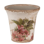 Bloempot Ø 9x8 cm Beige Roze Keramiek Bloemen Bloempot Binnen