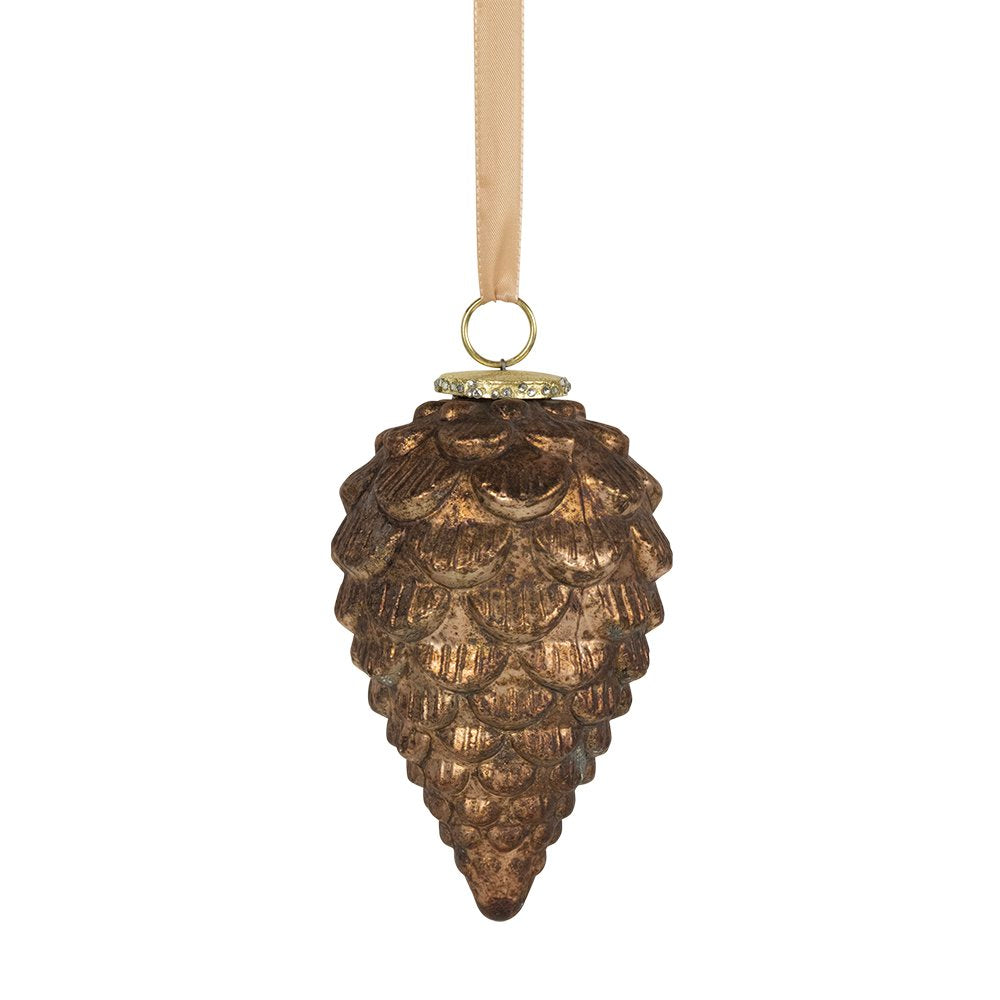 Decoratie dennenappel antiek bruin 18cm