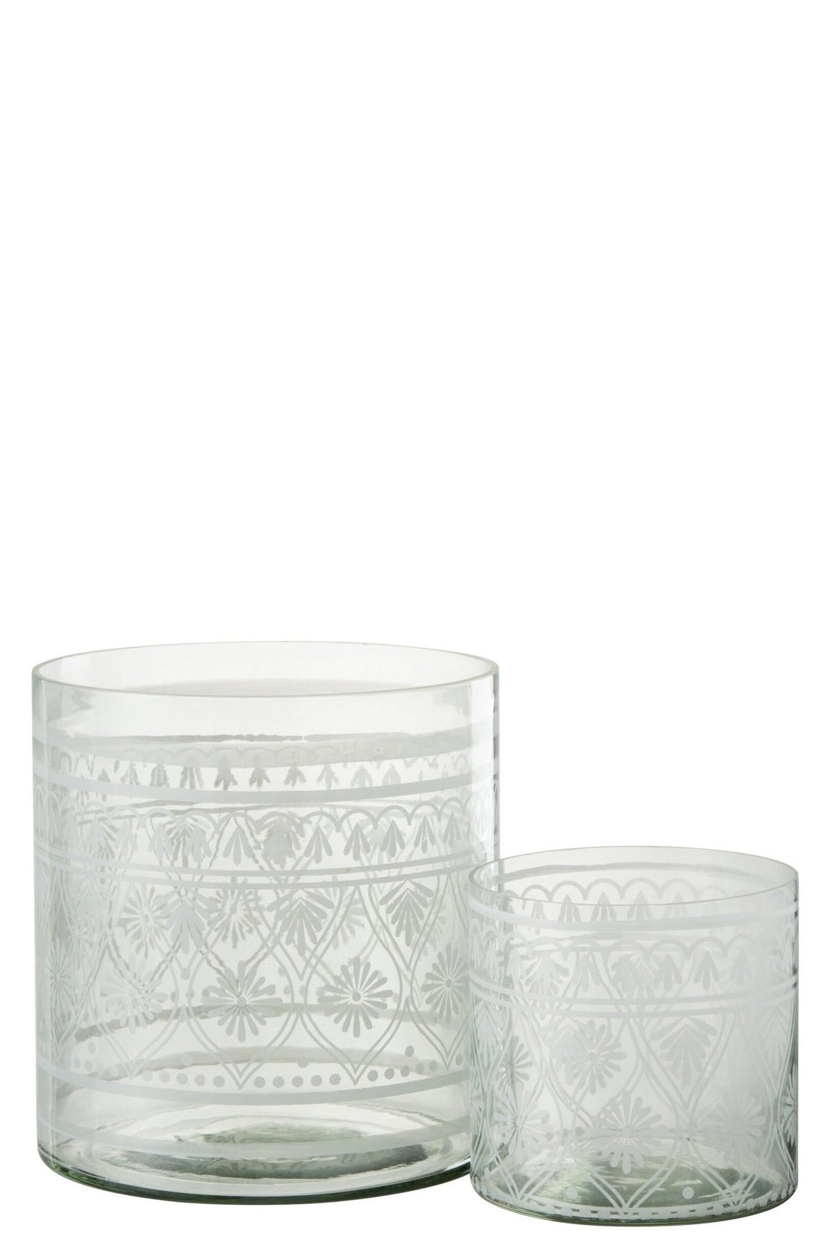 J-Line windlicht Patroon - glas - transparant/wit - large