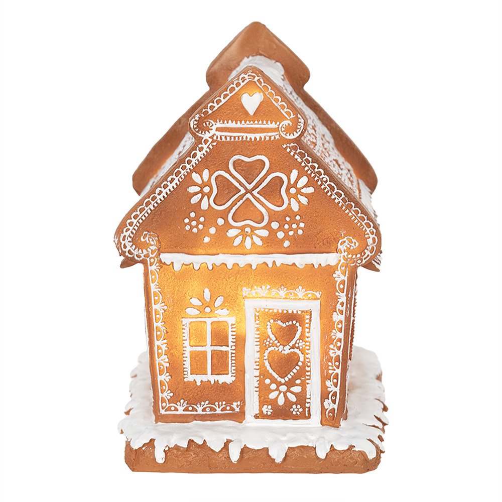 Gingerbread house met LED 17 cm Bruin Polyresin Peperkoekhuisje