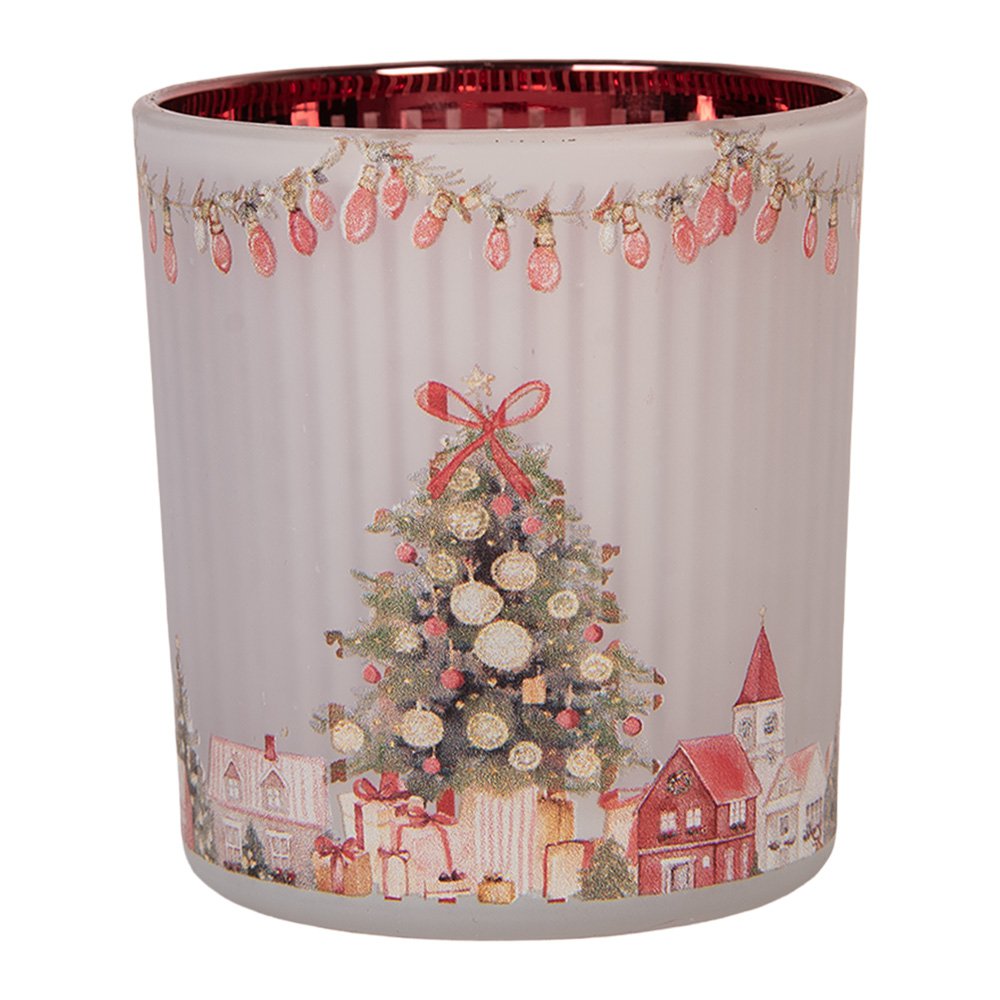 Waxinelichthouder Ø 7x8 cm Grijs Glas Kerst
