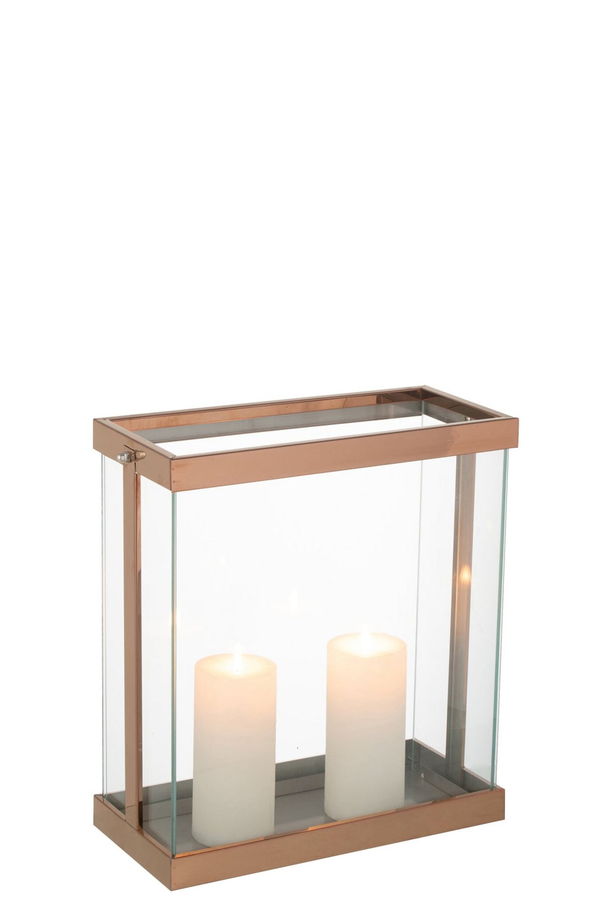 J-Line Lantaarn Rechthoekig Enma Ijzer/Glas Koper Large