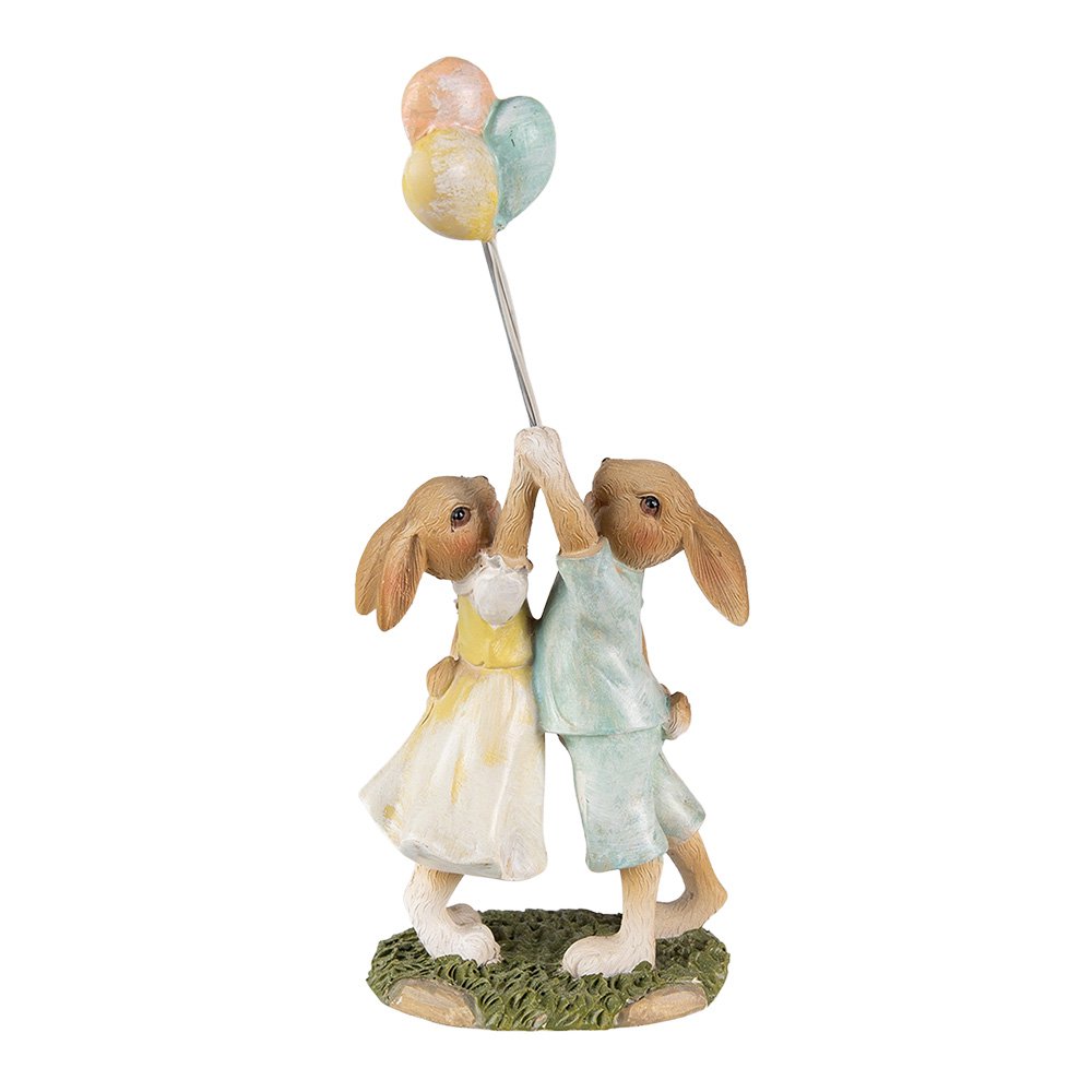 Beeld Konijn 22 cm Groen Bruin Polyresin