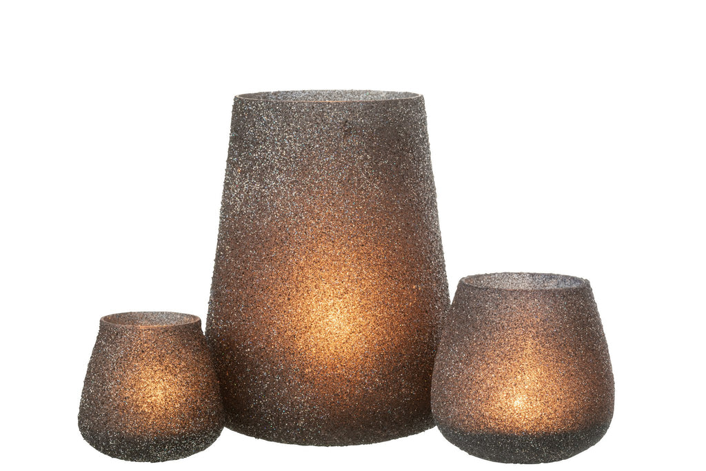 J-Line lantaarn Glitter - glas - per paar - groot