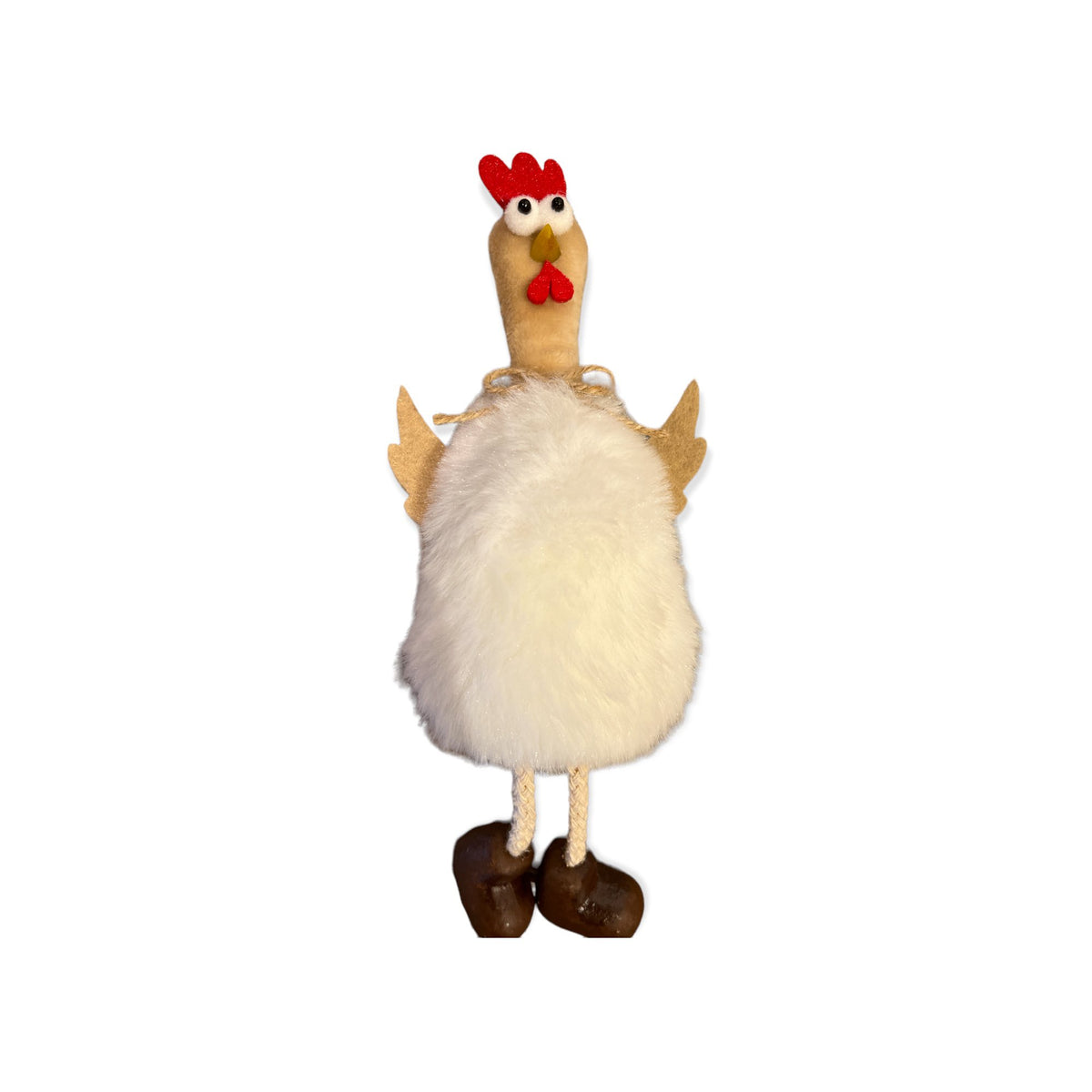 Stoffen haantje 21cm creme/wit