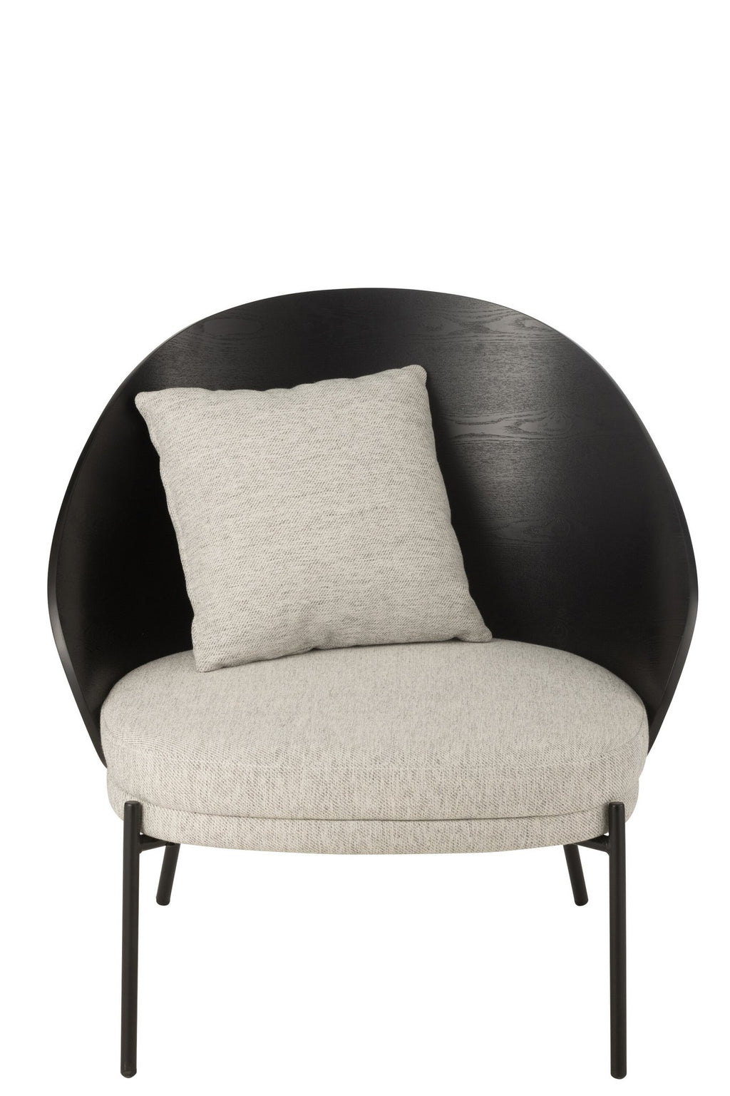 J-Line loungestoel Lone - hout/metaal - zwart/grijs