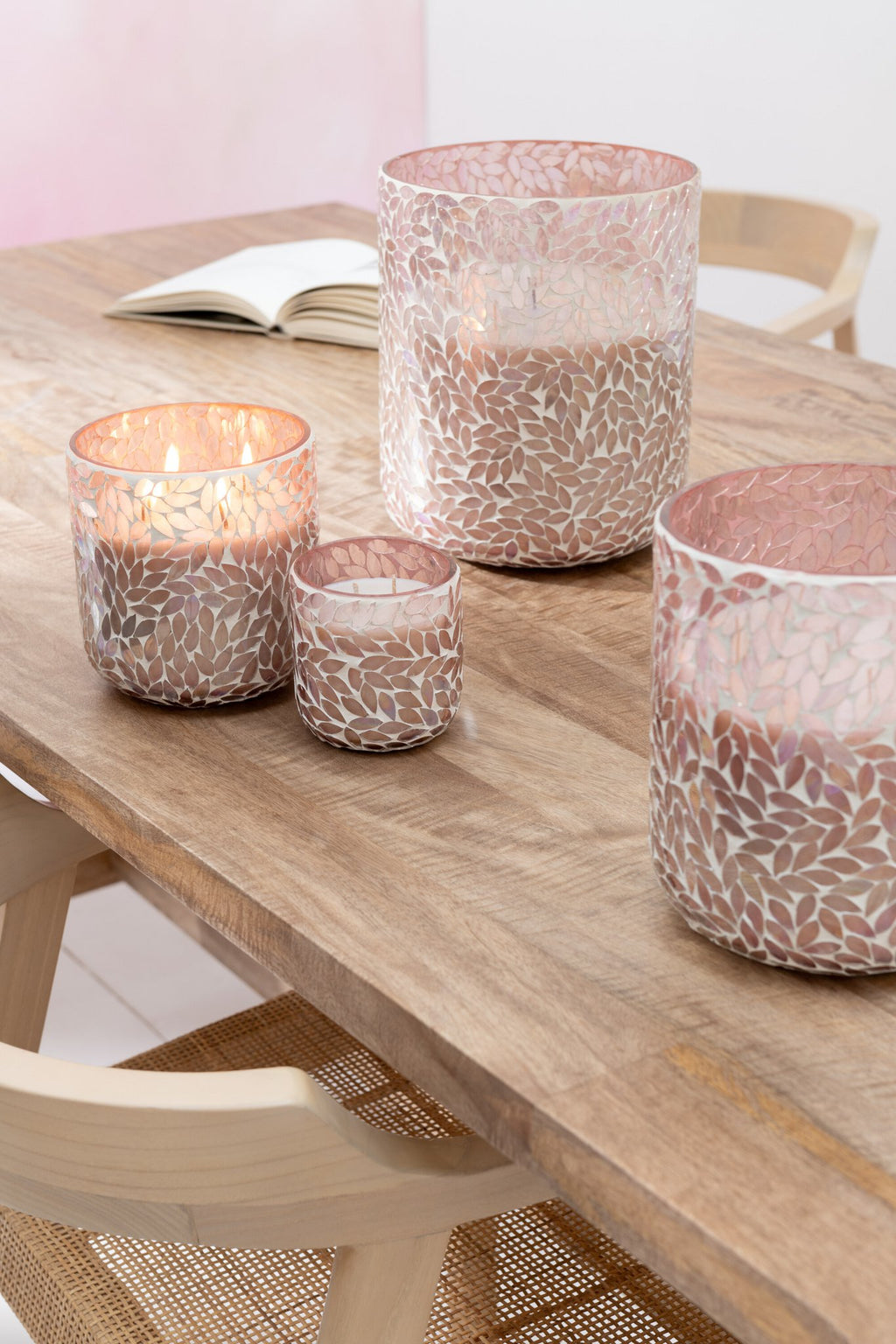 J-Line geurkaars Tender Rose - glas - roze - large - 120U