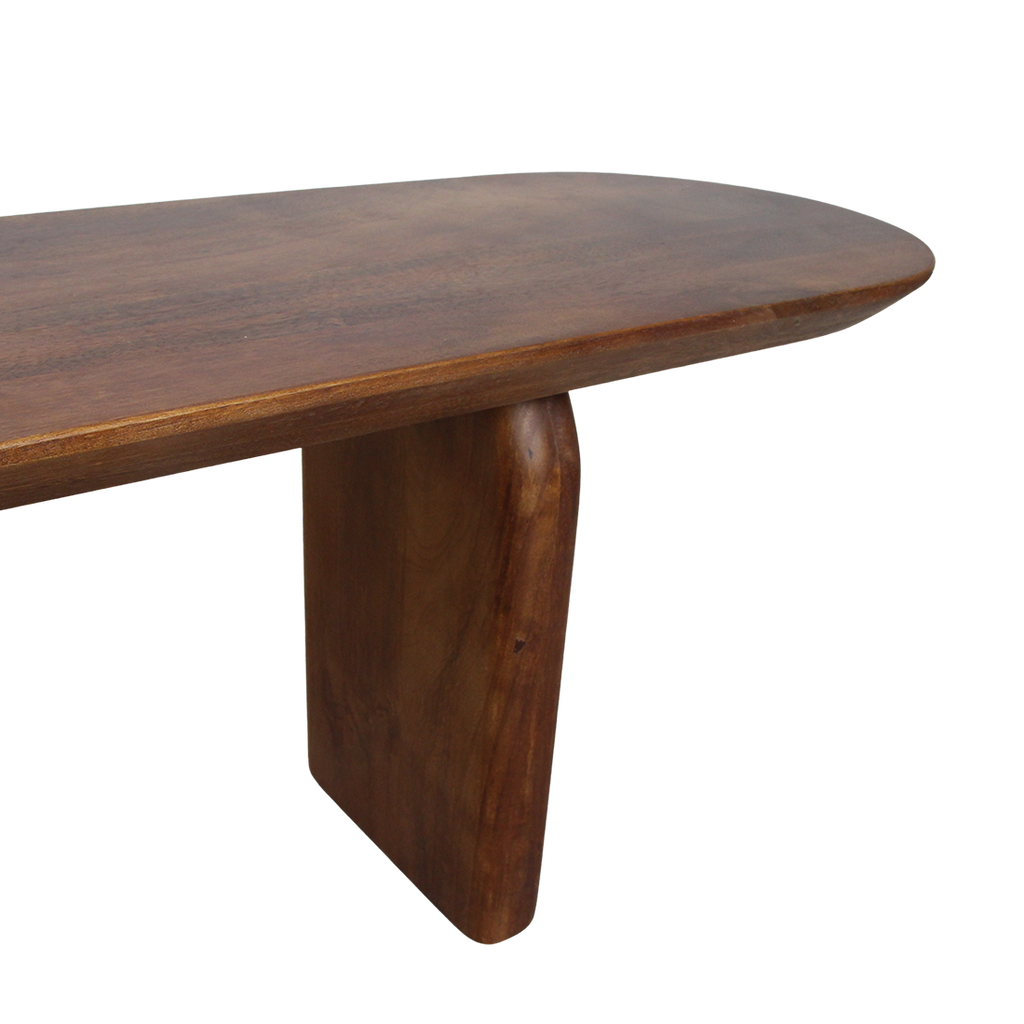 Bullnose mangohouten eetkamerbank bruin