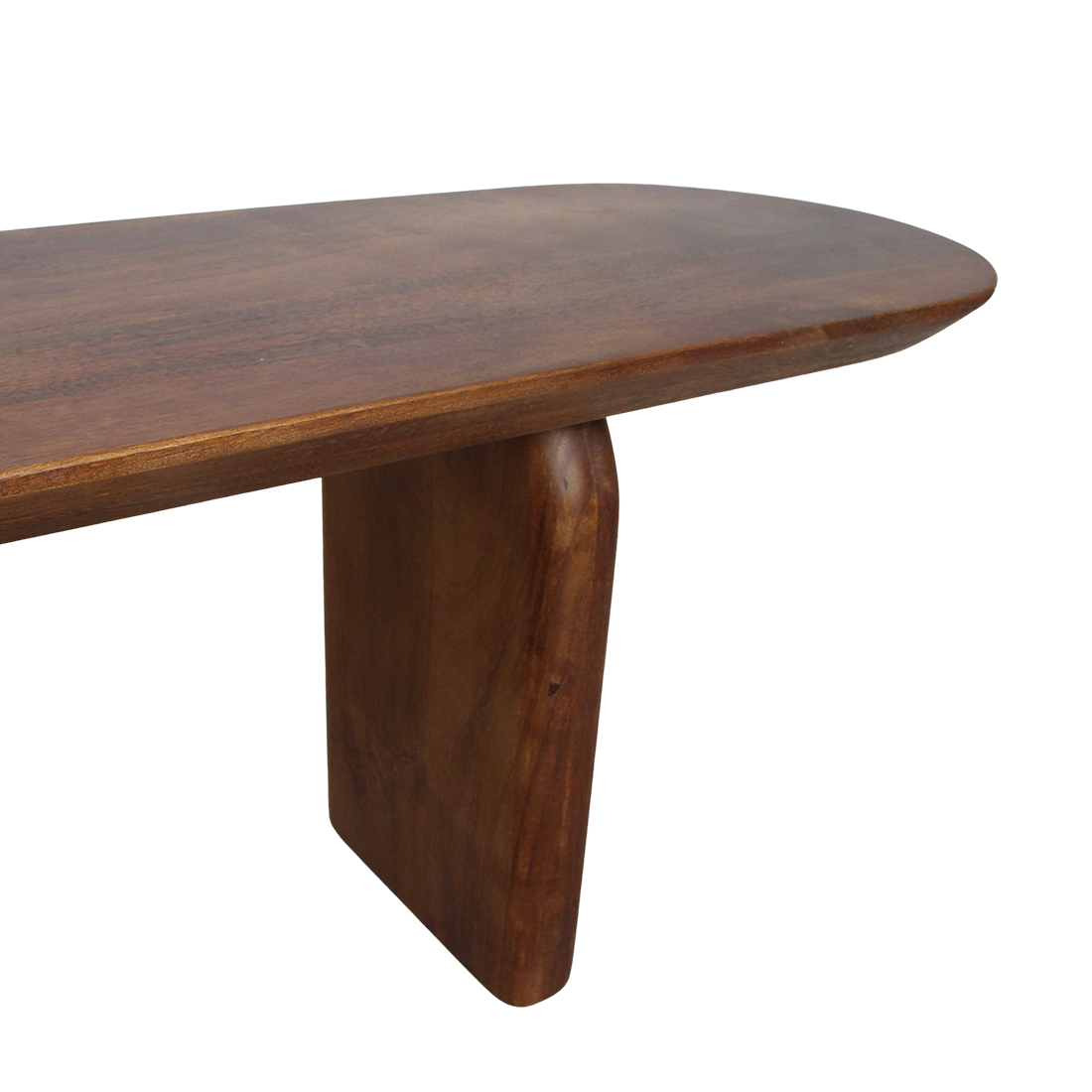 Bullnose mangohouten eetkamerbank bruin
