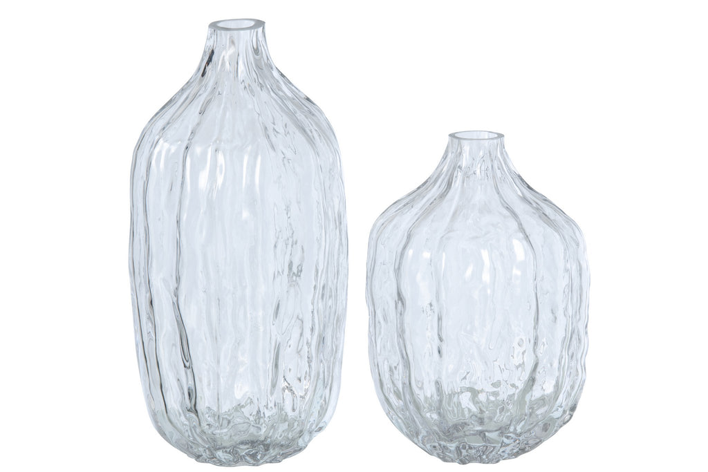 J-Line vaas Onregelmatig - glas - transparaant - set van 2