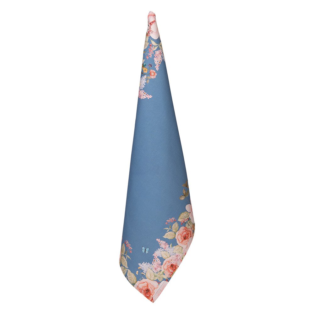 Theedoek 50x70 cm Blauw Katoen Bloemen