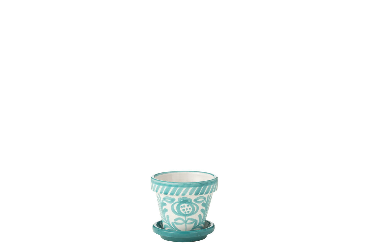 J-Line bloempot Granada - keramiek - aqua - extra small - Ø 17 cm