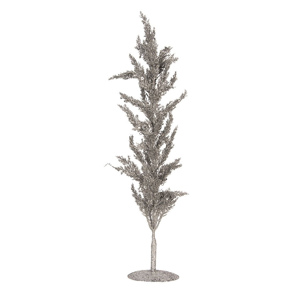 Decoratie Boom 12x12x60 cm Zilverkleurig Kunststof