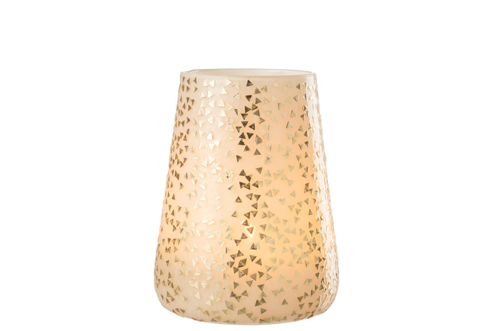 J-Line windlicht Driehoek - glas - wit/goud - extra large