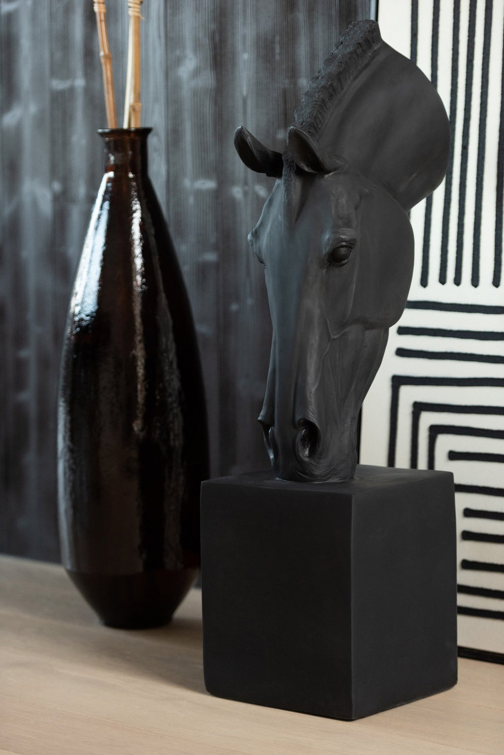 J-Line decoratie Paard Op Voet - polyresin - zwart - L