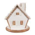 Gingerbread house met LED 17 cm Wit Polyresin Peperkoekhuisje