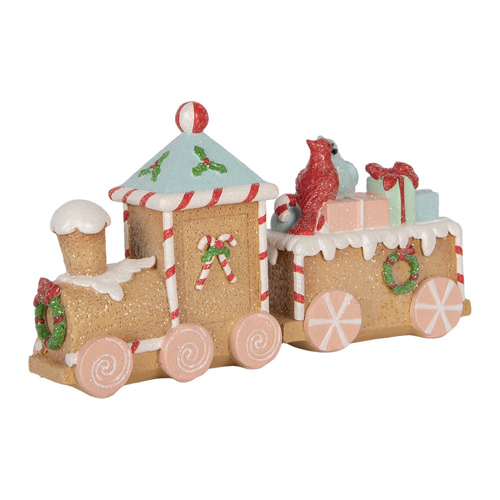 Kerstdecoratie Beeld Trein 23x5x12 cm Bruin Kunststof