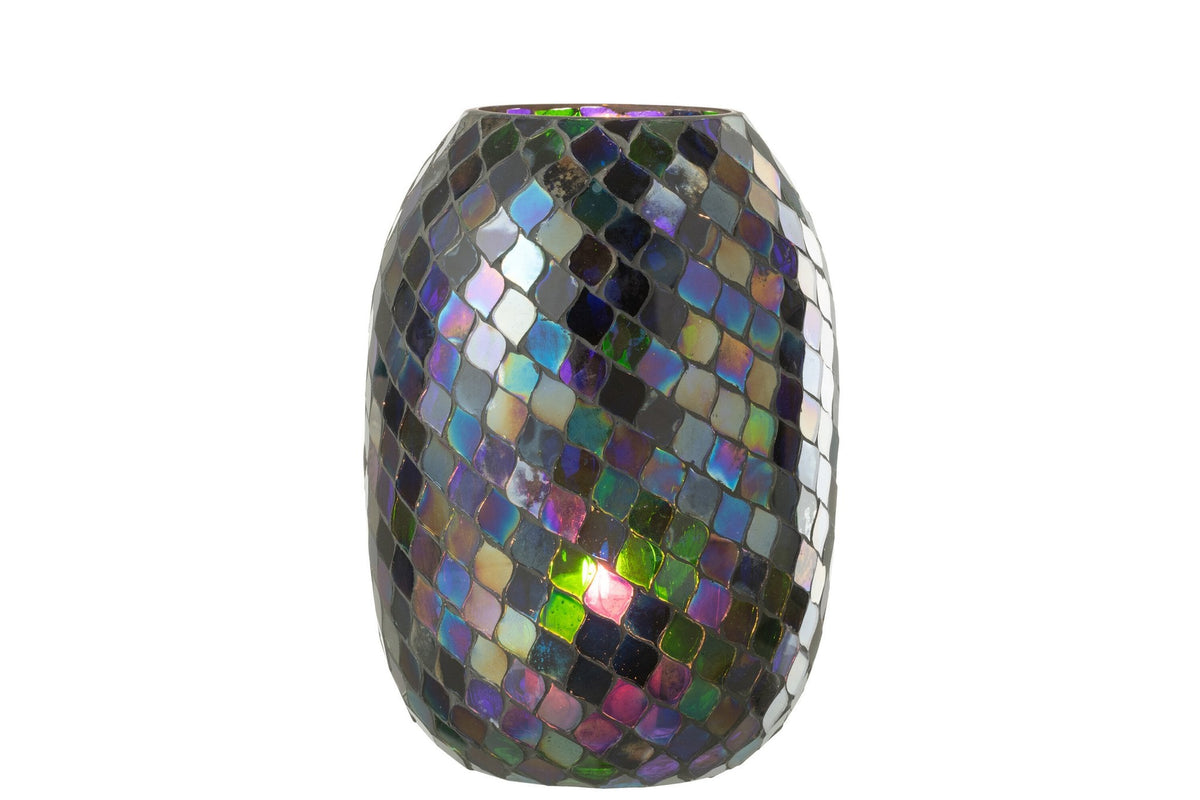 J-Line windlicht Mozaiek - glas - paars - extra large